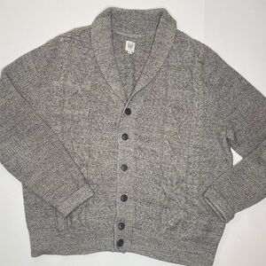 Gap Budding Cable Knit Grandpa Shawl Collar Heather Gray Grandpa Cardigan